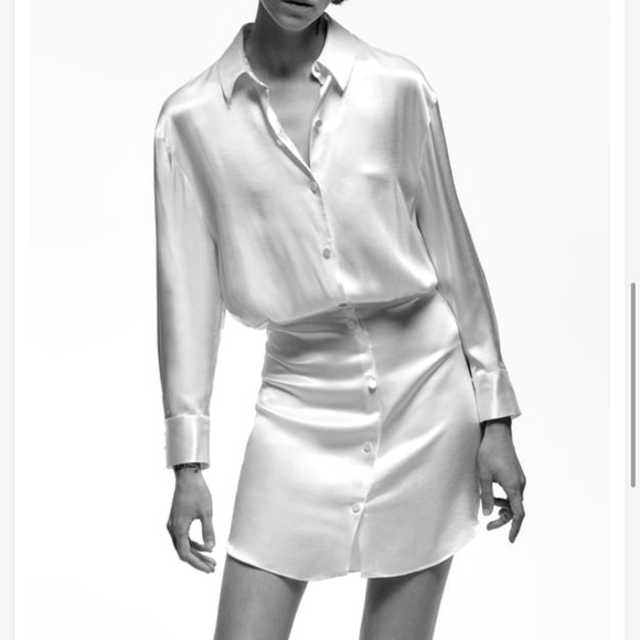 Zara | Dresses | Zara Satin Shirt Dress | Poshmark